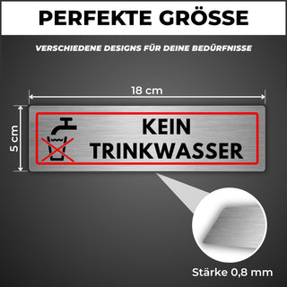 LEIASA | Schild Kein Trinkwasser - 5 x 18 cm - Stärke 0,8 mm - Alumini