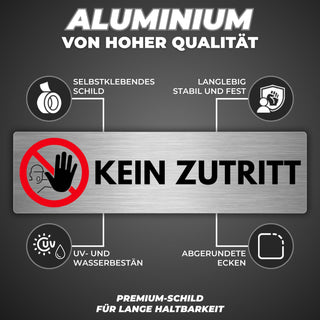 LEIASA | Schild Kein Zutritt - 5x18 cm - Aluminium - Warnschild Verbot