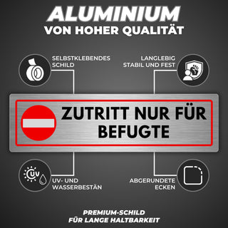 LEIASA | Schild Nur Personal - 5x18 cm - Aluminium - Warnschild Zutrit