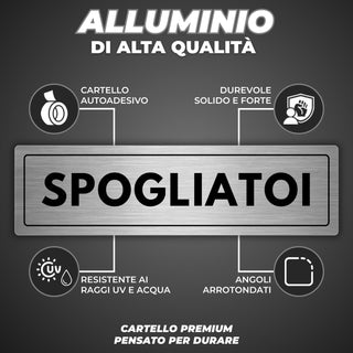 LEIASA | Segnale Spogliatoio - 5 x 18 cm - Spessore 0,8 mm - Alluminio