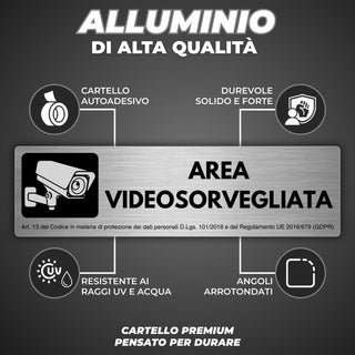 LEIASA | Segnale adesivo Zona Videosorveglianza - 5x18 cm - Spessore 0