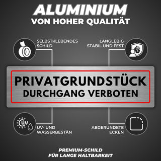 LEIASA | Schild Privatgrundstück - 5 x 18 cm - Stärke 0,8 mm - Alumini