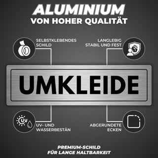 LEIASA | Selbstklebendes Schild Umkleide - 5x18 cm - Aluminium - Hinwe