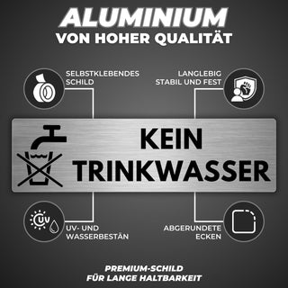 LEIASA | Schild Kein Trinkwasser - 5 x 18 cm - Stärke 0,8 mm - Alumini