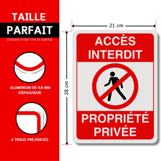 LEIASA | Panneau d'interdiction d'accès - 21x28 cm - Aluminium réfléch