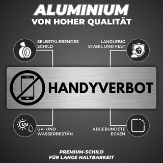 LEIASA | Selbstklebendes Schild Handyverbot - 5x18 cm - Aluminium - Hi