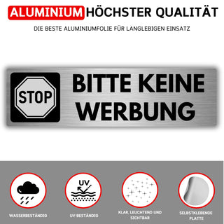 LEIASA | Selbstklebendes Schild: Bitte keine Werbung - 5x18 cm - Dicke