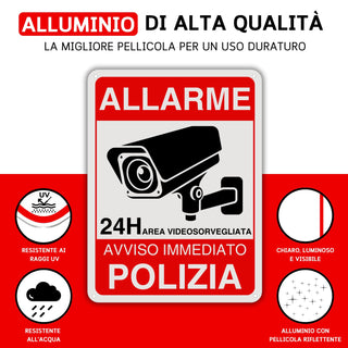 LEIASA | Cartello Area Videosorvegliata - 21x28 cm - Alluminio - Rifle