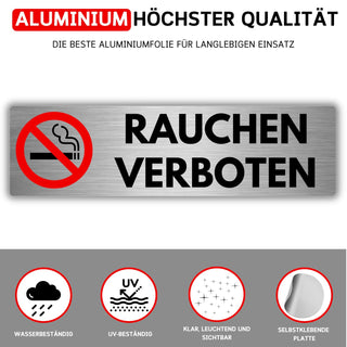 LEIASA | Selbstklebendes Schild: Rauchen verboten - 5x18 cm - Dicke 0,