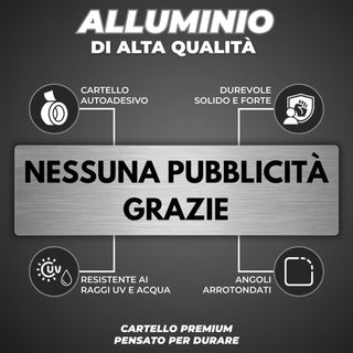 LEIASA | Segnale adesivo Nessuna Pubblicità Grazie - 5x18 cm - Spessor