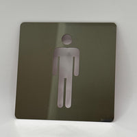LEIASA | Panneau Adhésif WC Hommes - EFFET DE MIROIR - 10x10 cm - Épaisseur 0,8 mm - Acier Inoxydable - Signalisation de Toilettes - Panneau Sanitaires - Signal WC - Autocollant Toilettes Hommes