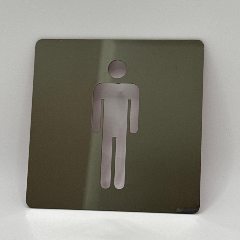 LEIASA | Panneau Adhésif WC Hommes - EFFET DE MIROIR - 10x10 cm - Épai
