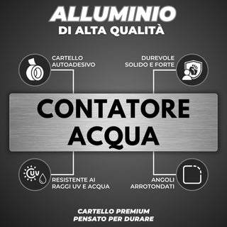 LEIASA | Segnale Contatori Acqua - 5x18 cm - Alluminio - Cartello Loca