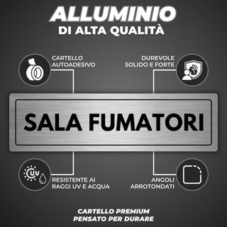 LEIASA | Segnale Sala Fumatori - 5 x 18 cm - Spessore 0,8 mm - Allumin