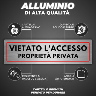 LEIASA | Cartello Vietato l accesso - 5x18 cm - Spessore 0,8 mm - Allu