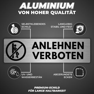 LEIASA | Selbstklebendes Schild Anlehnen verboten - 5x18 cm - Aluminiu
