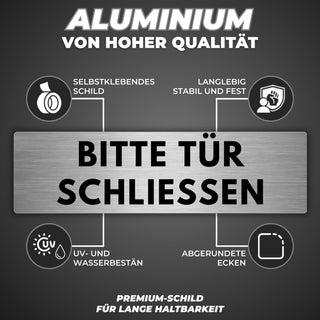 LEIASA | Schild Tür schließen - 5 x 18 cm - Stärke 0,8 mm - Aluminium 