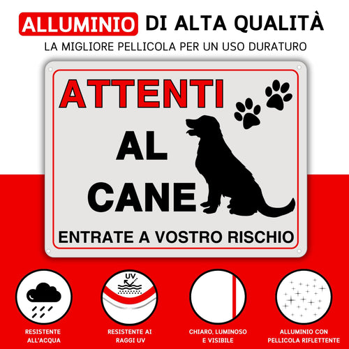 LEIASA : Segnale di pericolo per i cani - 21x21 cm - Alluminio riflett