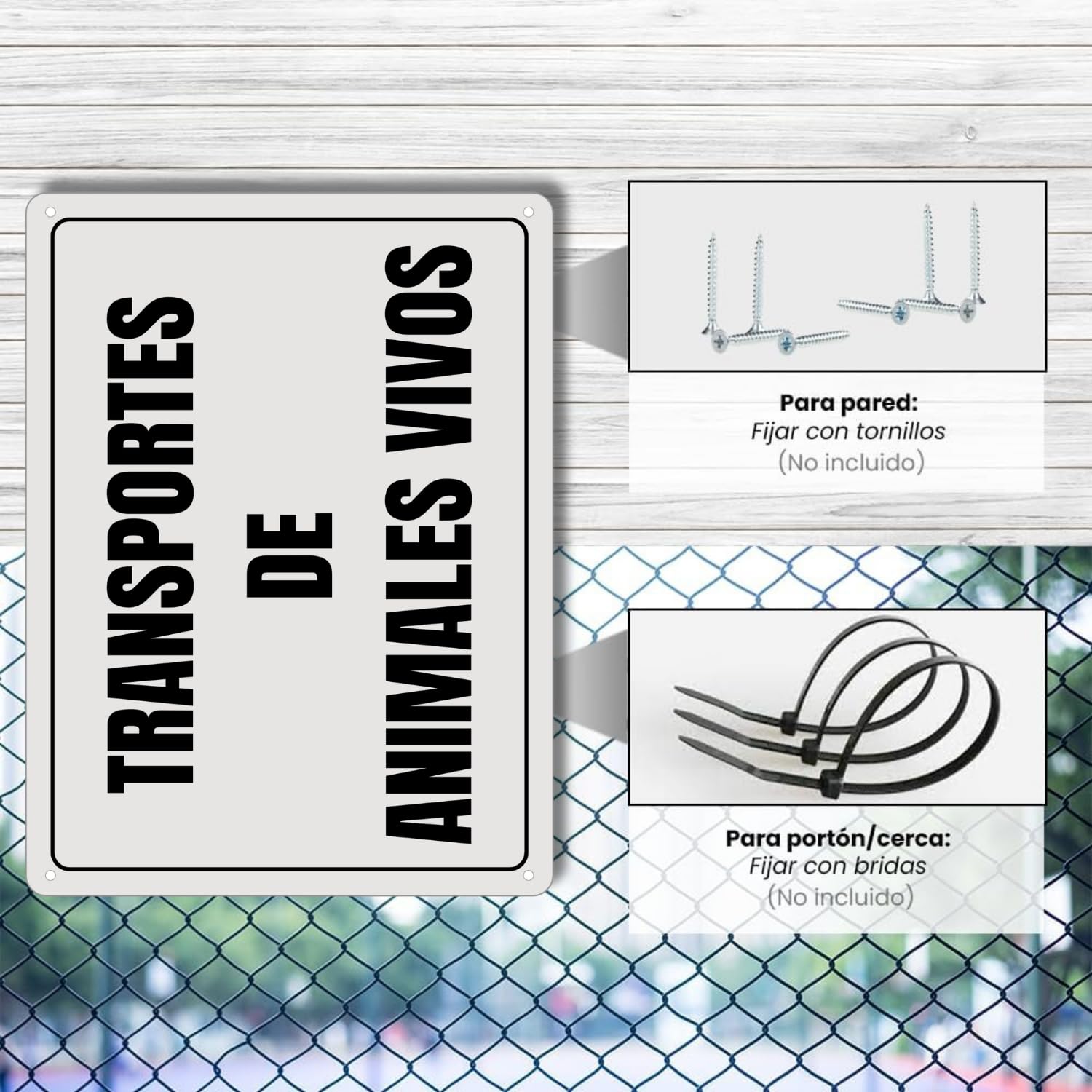 LEIASA | Cartel Transportes Animales - 21x28 cm - Aluminio Reflectante - Grosor 0.8 mm - Apto Exterior e Interior - Impresión UV - Letrero Transporte Animales