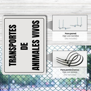 LEIASA | Cartel Transportes Animales - 21x28 cm - Aluminio Reflectante - Grosor 0.8 mm - Apto Exterior e Interior - Impresión UV - Letrero Transporte Animales