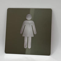 LEIASA | Panneau Adhésif WC Femmes - EFFET DE MIROIR - 10x10 cm - Épaisseur 0,8 mm - Acier Inoxydable - Signalisation de Toilettes - Panneau Sanitaires - Signal WC - Autocollant Toilettes Femmes