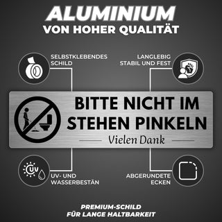 LEIASA | Schild Nicht im Stehen Urinieren - 5 x 18 cm - Stärke 0,8 mm 