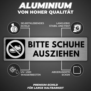 LEIASA | Schild Schuhe Verboten - 5 x 18 cm - Stärke 0,8 mm - Aluminiu