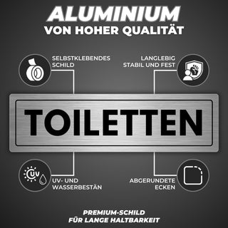 LEIASA | Selbstklebendes Schild Toiletten - 5x18 cm - Aluminium - Hinw