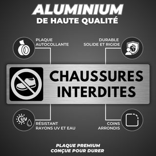 LEIASA | Panneau Chaussures Interdites - 5x18 cm - Aluminium - Pancart
