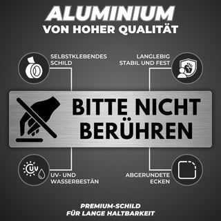 LEIASA | Schild Nicht Berühren - 5x18 cm - Aluminium - Warnschild Verb