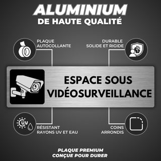 LEIASA | Plaque Espace Sous Vidéosurveillance - 5x18 cm - Épaisseur 0,