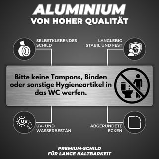 LEIASA | Schild Nicht in die Toilette Werfen - 5x18 cm - Aluminium - H