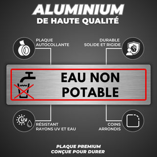 LEIASA | Panneau Eau Non Potable - 5x18 cm - Aluminium - Pancarte Liqu