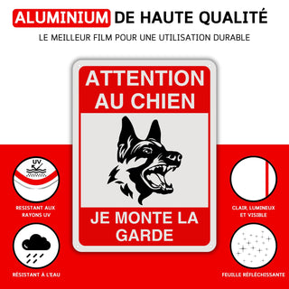 LEIASA | Panneau chien dangereux - 21x28 cm - Aluminium réfléchissant 