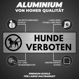 LEIASA | Selbstklebendes Schild Hunde verboten - 5x18 cm - Aluminium -