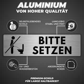 LEIASA | Schild Bitte Setzen - 5 x 18 cm - Stärke 0,8 mm - Aluminium -