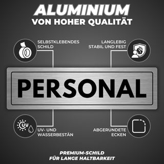 LEIASA | Schild Personal - 5 x 18 cm - Stärke 0,8 mm - Aluminium - Sel