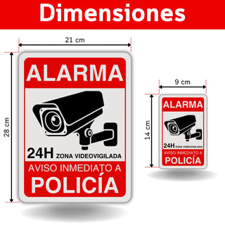 LEIASA | Pack Cartel Videovigilancia - 21x28 cm y 9x14 cm - Reflectante - Fabricado Aluminio - Grosor 0.8 mm - Cartel Zona Videovigilada - Entrada Vigilada (SET Carteles videovigilancia)