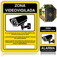 LEIASA | Lot 2 Panneaux Vidéosurveillance - 21x28 + 9x14 cm - Aluminium - Épaisseur 0,8 mm - Résistant aux intempéries - Impression UV