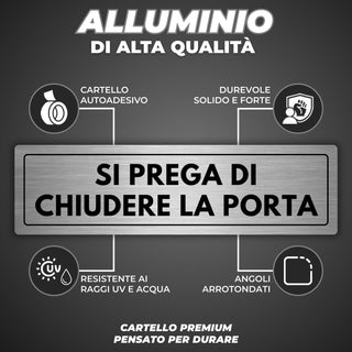 LEIASA | Segnale adesivo Si Prega Di Chiudere la Porta - 5x18 cm - Spe