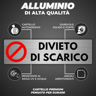 LEIASA | Cartello Divieto di Scarico - 5x18 cm - Spessore 0,8 mm - All