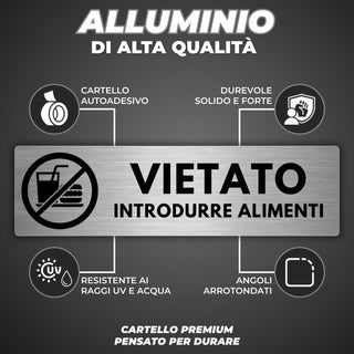 LEIASA | Segnale Vietato Introdurre Alimenti - 5x18 cm - Alluminio - C