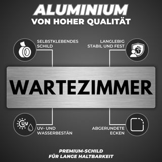 LEIASA | Schild Wartezimmer - 5 x 18 cm - Stärke 0,8 mm - Aluminium - 