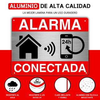 LEIASA | Cartel Área Videovigilada - 21x28 cm - Aluminio - Grosor 0,8 mm - Cartel Videovigilancia - Impresión UV - Resistente Exterior - Señal Alarma Disuasorio de Aluminio (Señal Alarma)