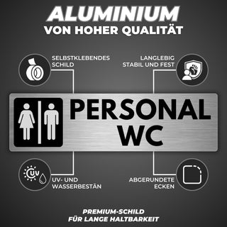 LEIASA | Schild Personal WC - 5 x 18 cm - Stärke 0,8 mm - Aluminium - 