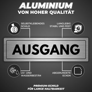 LEIASA | Schild Ausgang - 5 x 18 cm - Stärke 0,8 mm - Aluminium - Selb