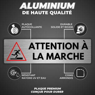 LEIASA | Panneau Attention à la Marche - 5x18 cm - Aluminium - Pancart