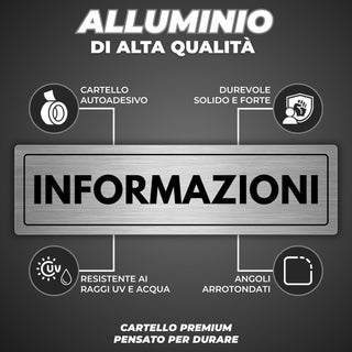 LEIASA | Cartello Informazioni - 5x18 cm - Spessore 0,8 mm - Alluminio