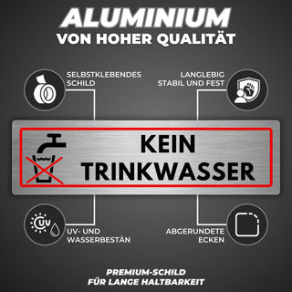 LEIASA | Schild Kein Trinkwasser - 5 x 18 cm - Stärke 0,8 mm - Alumini
