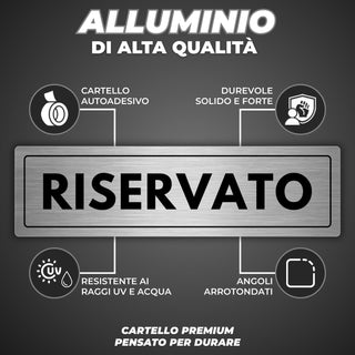 LEIASA | Segnale Riservato - 5 x 18 cm - Spessore 0,8 mm - Alluminio -